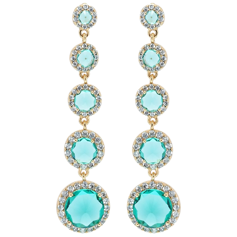 Сережки Xuping QQMM Позолота 18K пусети Підвіски зелені фіаніти в обрамленні цирконію фото №1 Сережки Xuping QQMM Позолота 18K пусети Підвіски зелені фіаніти в обрамленні цирконію фото №1