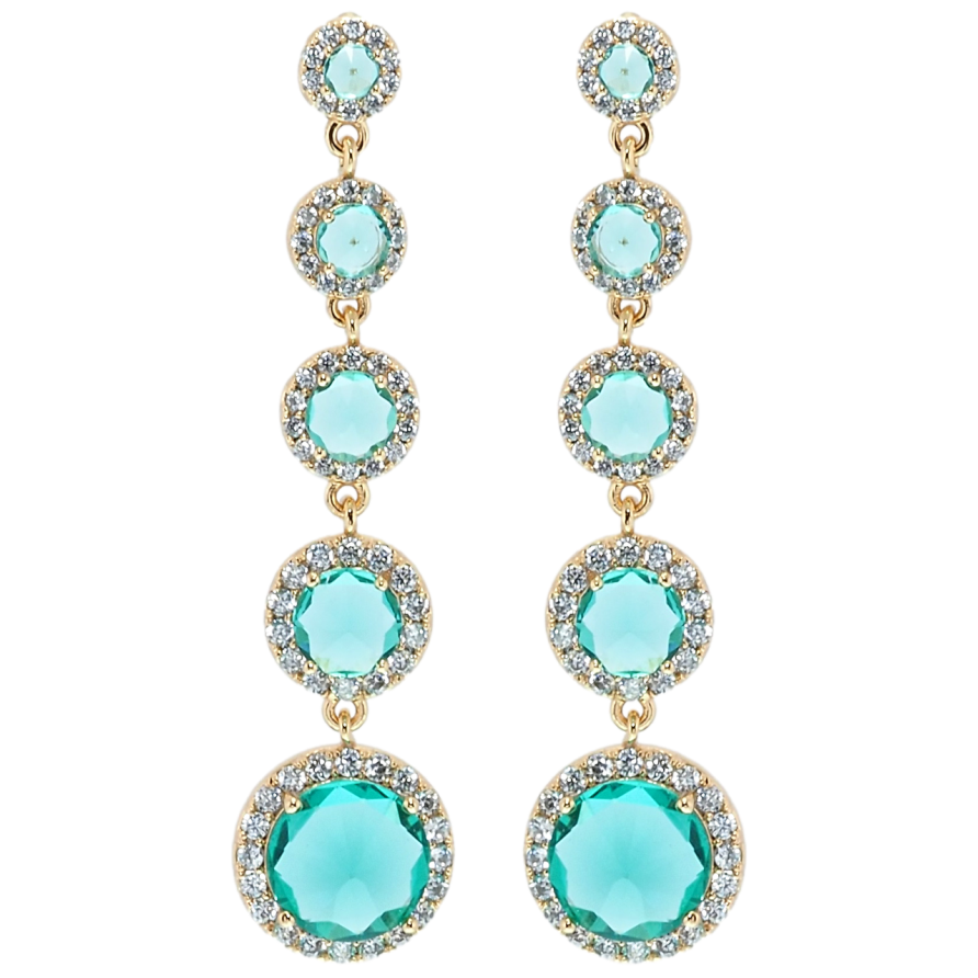 Сережки Xuping QQMM Позолота 18K пусети Підвіски зелені фіаніти в обрамленні цирконію фото №1 Сережки Xuping QQMM Позолота 18K пусети Підвіски зелені фіаніти в обрамленні цирконію фото №1