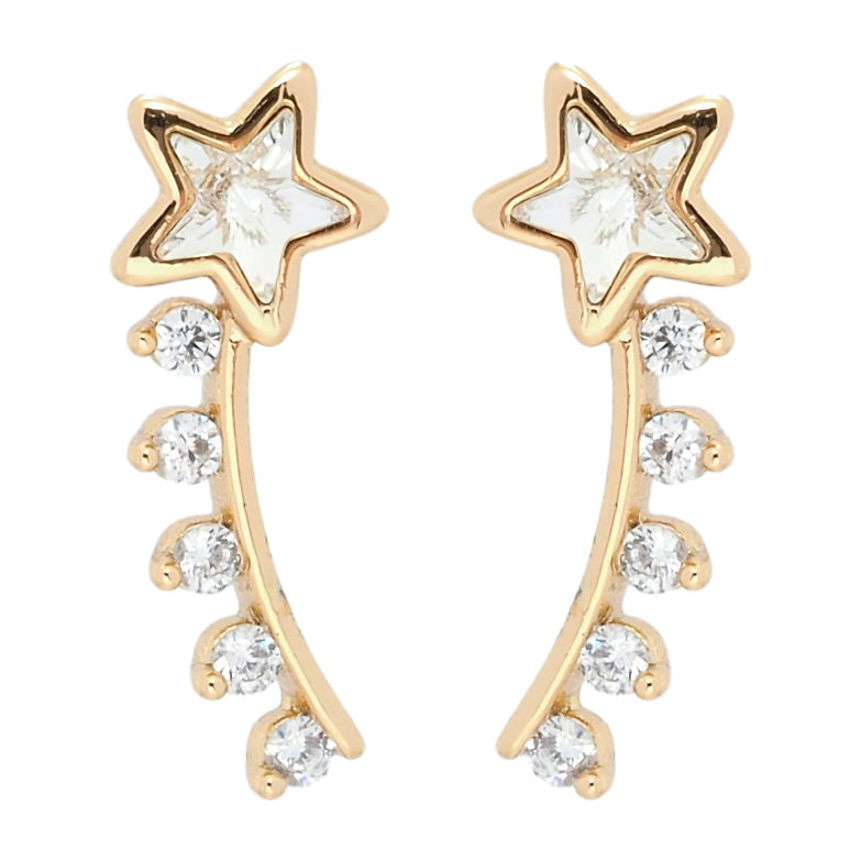 Сережки Xuping QQMM Позолота 18K пусети Зірки інкрустація цирконієм фото №1