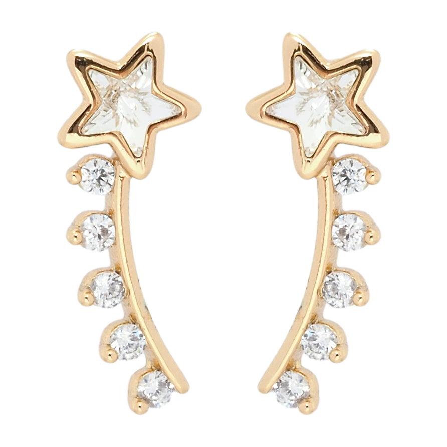 Сережки Xuping QQMM Позолота 18K пусети Зірки інкрустація цирконієм фото №1 Сережки Xuping QQMM Позолота 18K пусети Зірки інкрустація цирконієм фото №1