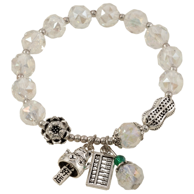 Браслет на резинке стекло Прозрачные стеклянные бусины с подвесками, ø 10мм свободный размер фото №1