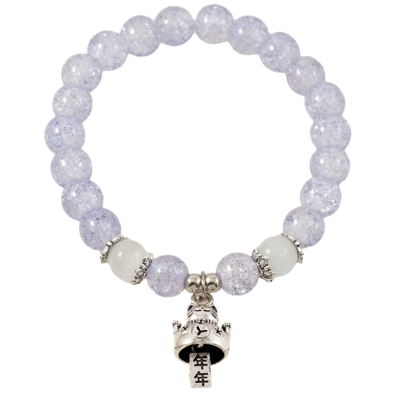 Браслет на резинке стекло Сиреневые бусины Битое стекло с подвеской кот, ø 8мм свободный размер фото №1 Браслет на резинке стекло Сиреневые бусины Битое стекло с подвеской кот, ø 8мм свободный размер фото №1