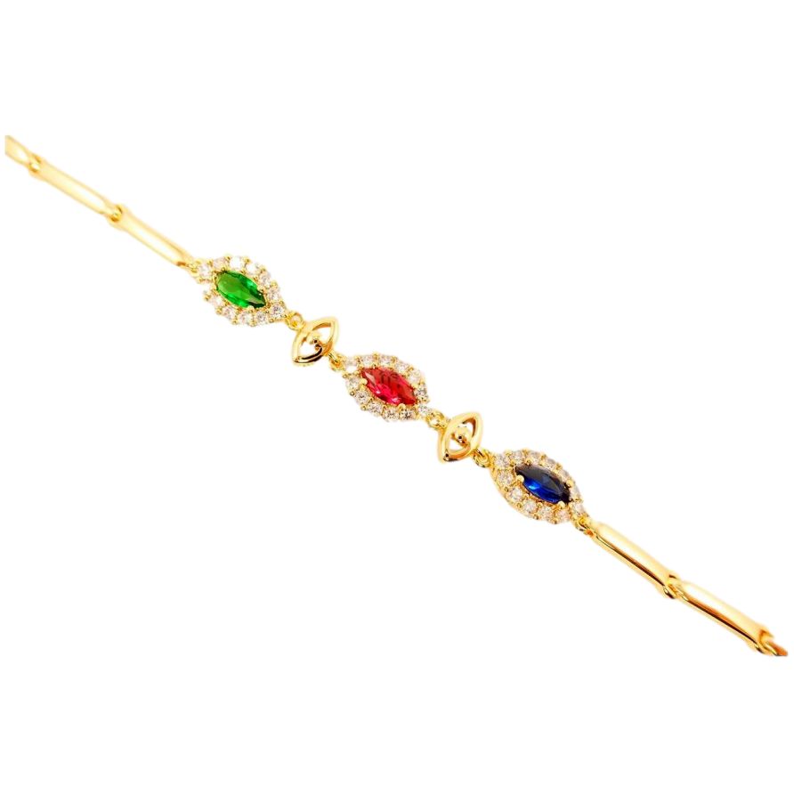 Браслет Xuping Позолота 18K Три Цветных Кристалла Огранки Маркиз с окантовкой длина с доп. замком17.5; 20 см фото №1 Браслет Xuping Позолота 18K Три Цветных Кристалла Огранки Маркиз с окантовкой длина с доп. замком17.5; 20 см фото №1