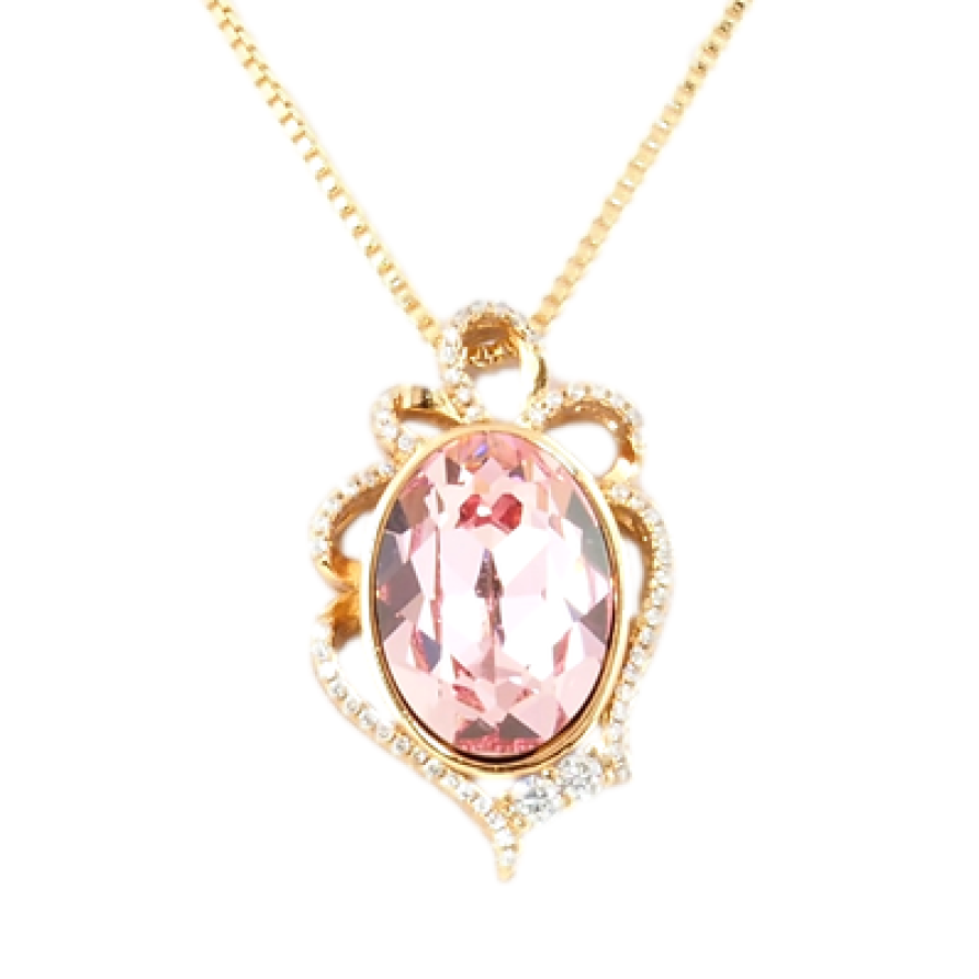 Кулон Xuping 18K з кристалами Swarovski на ланцюжку Кристал Light Rose у фігурному обрамленні дл.46см х1мм фото №1