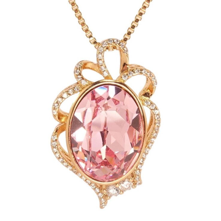 Кулон на цепочке Xuping цвет Позолота 18K с кристаллами Swarovski "Кристалл Light Rose в фигурном обрамлении" длина 46см х1мм фото №10