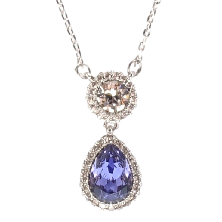 Кулон Xuping колір Родій з кристалами Swarovski на ланцюжку Кристали Коло і Темно-Бузкова Крапля довжина 43-48см фото №13