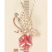 Кулон Xuping колір Родій із кристалами Swarovski на ланцюжку Метелик із кристалом кубом Rose довжина 38,5-43.5см фото №2