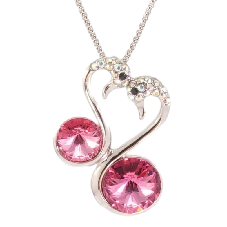 Кулон Xuping колір Родій з кр-ми Swarovski на ланцюжку Лебеді з кристалами довжина 40-45см х 1мм фото №1