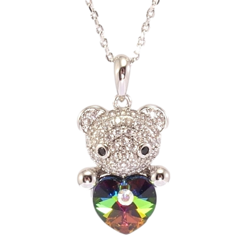 Кулон Xuping колір Родій з кр-ми Swarovski на ланцюжку Мишка з серцем Vitrail Medium дл. 39-44см х 1мм фото №1 Кулон Xuping колір Родій з кр-ми Swarovski на ланцюжку Мишка з серцем Vitrail Medium дл. 39-44см х 1мм фото №1