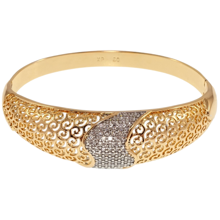 Браслет Xuping Позолота + Родий Инкрустация цирконием с резным узором ø 6см фото №8