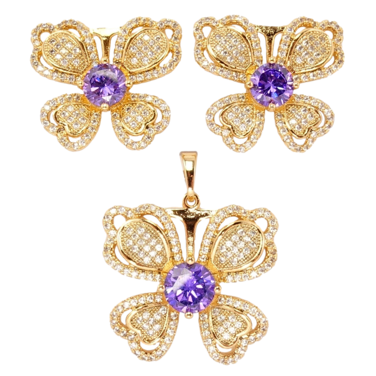 Набор Xuping Позолота 18K Серьги Кулон Цветочное великолепие фото №7