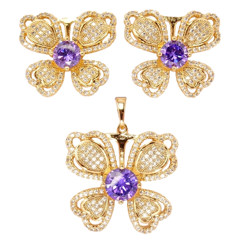 Набір Xuping Позолота 18K Сережки Кулон Квіткова пишність фото №1