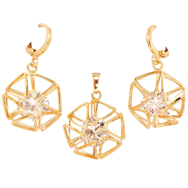 Набор Xuping Позолота 18K Серьги Кулон Фигурные подвески с кристаллами фото №1 Набор Xuping Позолота 18K Серьги Кулон Фигурные подвески с кристаллами фото №1