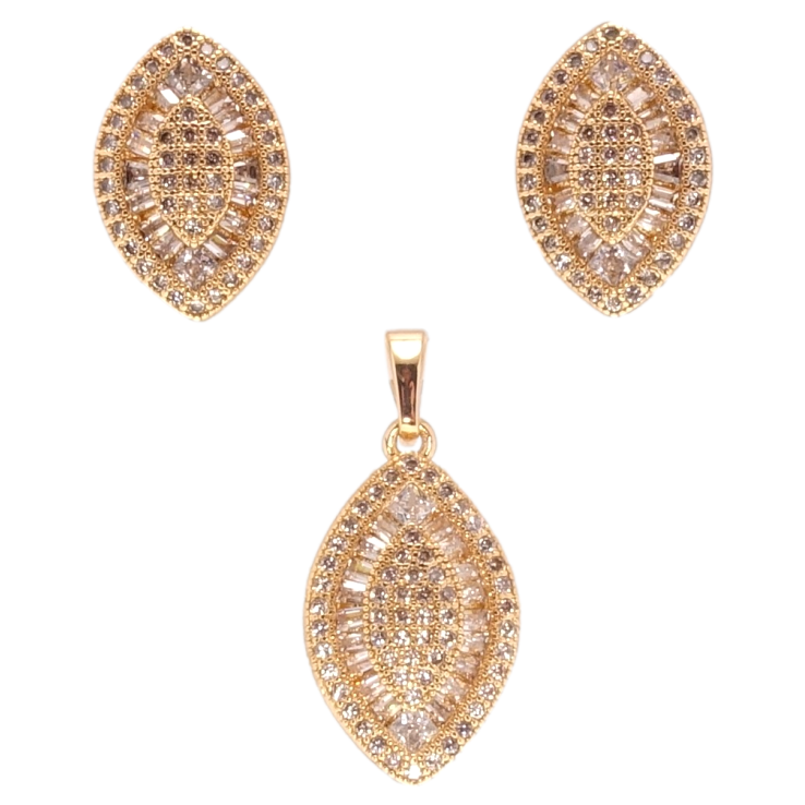 Набор Xuping Позолота 18K Серьги Кулон Лепестки инкрустация цирконием фото №16