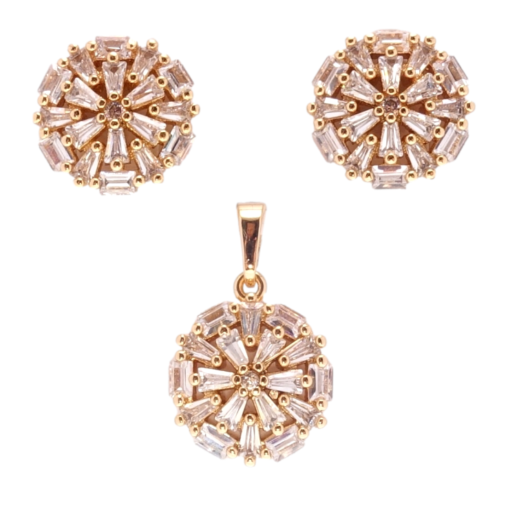 Набор Xuping Позолота 18K Серьги Кулон Кристальные колечки фото №19