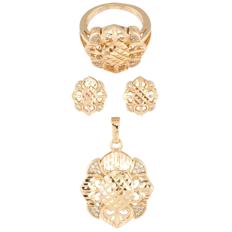 Набор Xuping Позолота 18K Серьги Кулон Кольцо Декоративные цветочки фото №1 Набор Xuping Позолота 18K Серьги Кулон Кольцо Декоративные цветочки фото №1