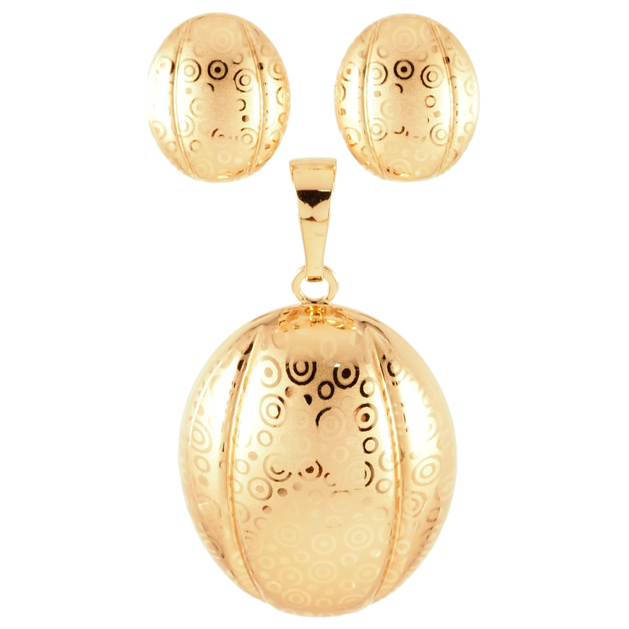 Набор Xuping Позолота 18K Серьги Кулон Овальные с узором напылением фото №1