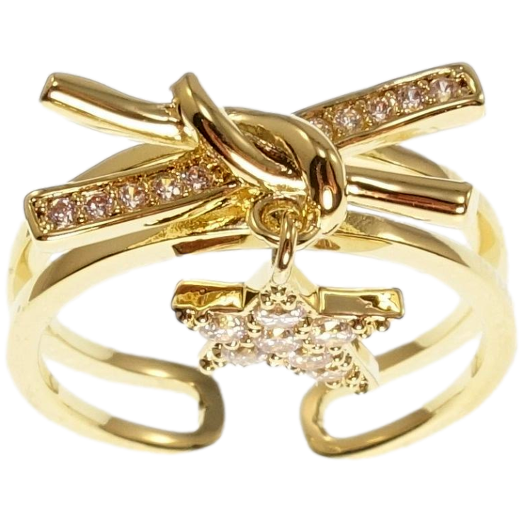 Кольцо Xuping QQMM Позолота 14K Узел с подвеской звездой фото №25