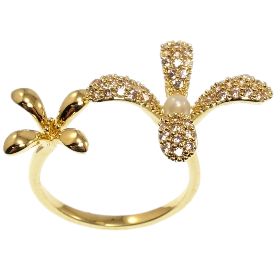 Кольцо Xuping QQMM Позолота 14K Два цветка фото №1