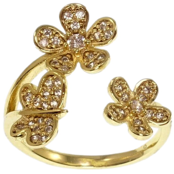 Кольцо Xuping QQMM Позолота 14K Цветочки с бабочкой фото №21