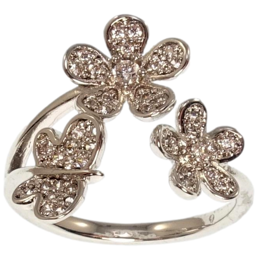 Кольцо Xuping QQMM Родий Цветочки с бабочкой фото №1 Кольцо Xuping QQMM Родий Цветочки с бабочкой фото №1