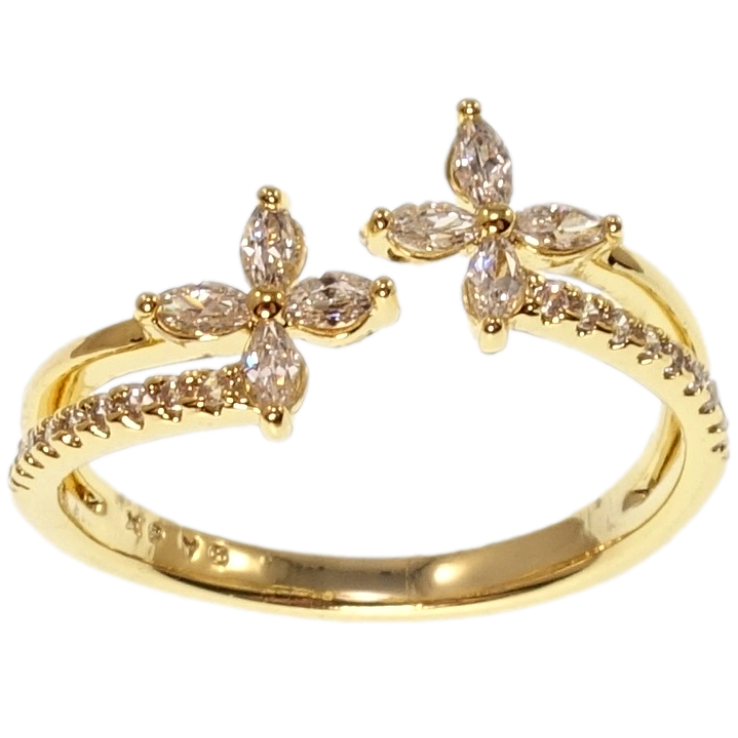 Каблучка Xuping QQMM Позолота 14K Кристальні квіточки фото №6