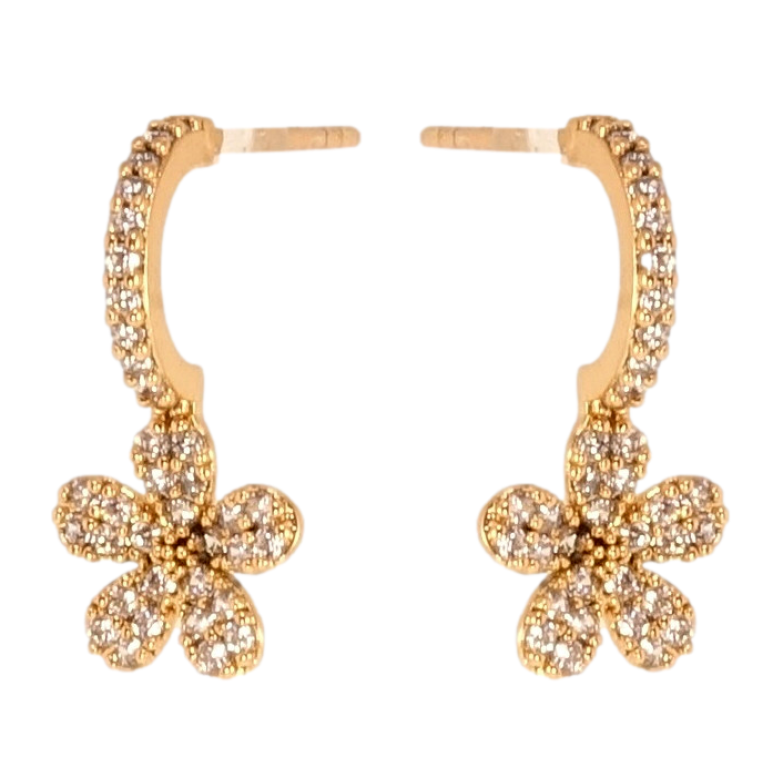Сережки Xuping QQMM Позолота 18K пусети Квіточки на дугах фото №2 Сережки Xuping QQMM Позолота 18K пусети Квіточки на дугах фото №2