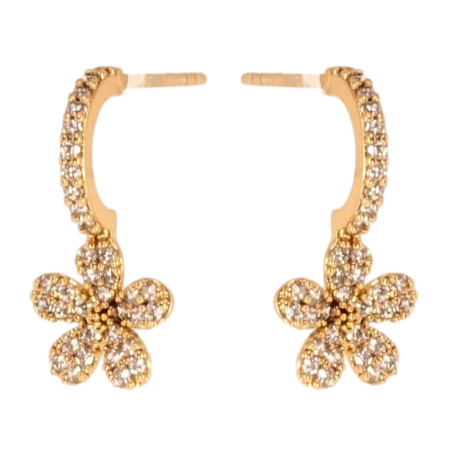 Сережки Xuping QQMM Позолота 18K пусети Квіточки на дугах фото №1 Сережки Xuping QQMM Позолота 18K пусети Квіточки на дугах фото №1