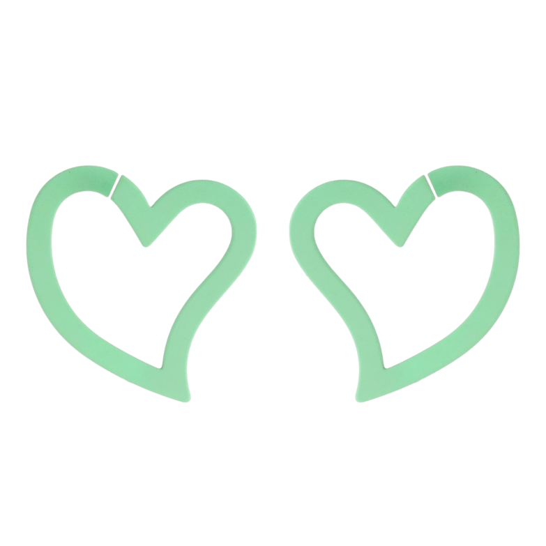 Серьги Xuping QQMM Родий пусеты Сердечки салатовая матовая прокраска фото №1 Серьги Xuping QQMM Родий пусеты Сердечки салатовая матовая прокраска фото №1