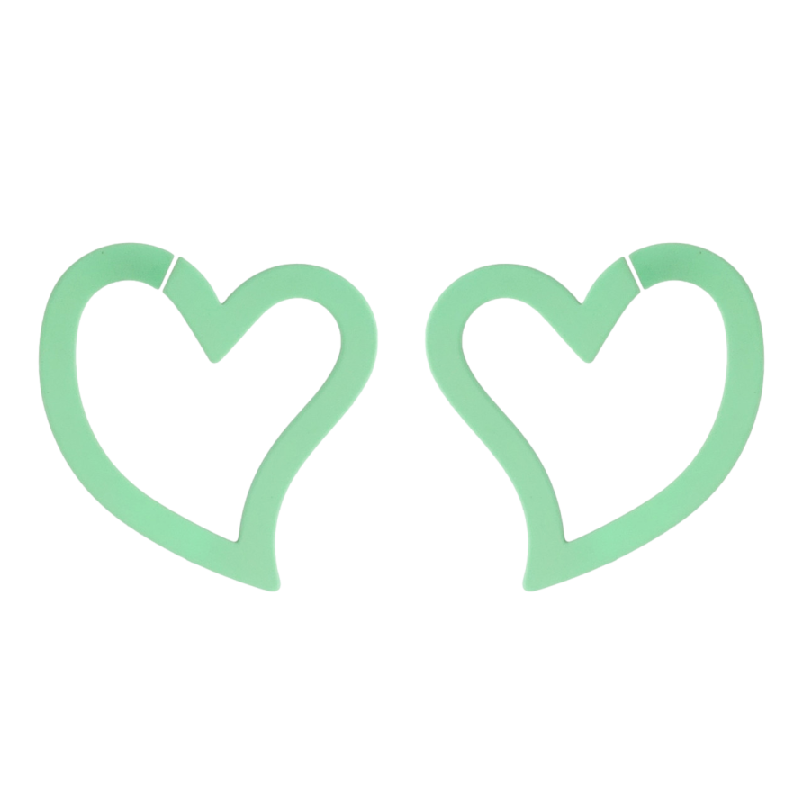 Сережки Xuping QQMM Родій пусети Сердечки салатове матове фарбування фото №1 Сережки Xuping QQMM Родій пусети Сердечки салатове матове фарбування фото №1