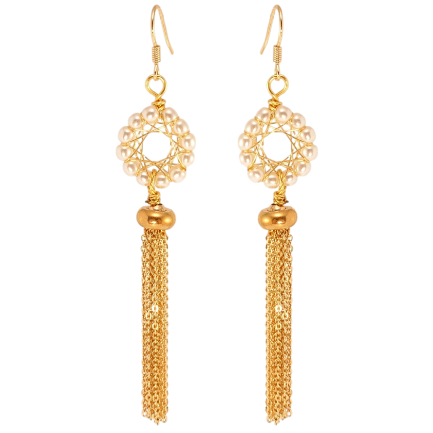 Сережки Xuping QQMM Позолота 18K французький замок Витончені перлинні підвіски фото №1 Сережки Xuping QQMM Позолота 18K французький замок Витончені перлинні підвіски фото №1