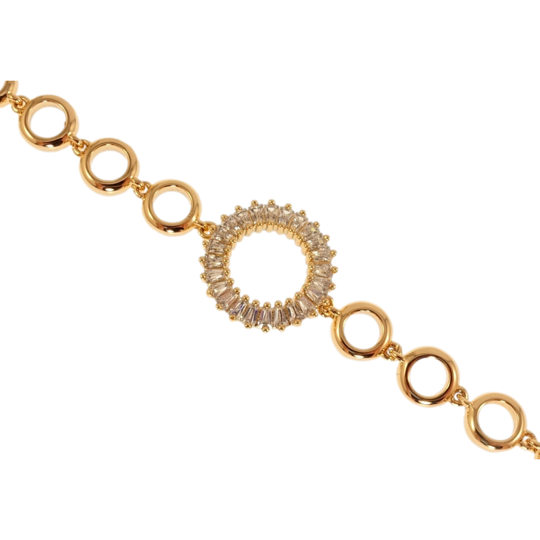 Браслет Xuping QQMM Позолота 18K Колечки с цирконием длина с доп.замком 17,18.5см х 6мм фото №1