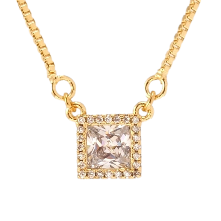 Кулон на ланцюжку Xuping QQMM Позолота 18K Квадратний кристал в обрамленні цирконію 9х9мм довжина 39-49,5см х фото №4 Кулон на ланцюжку Xuping QQMM Позолота 18K Квадратний кристал в обрамленні цирконію 9х9мм довжина 39-49,5см х фото №4
