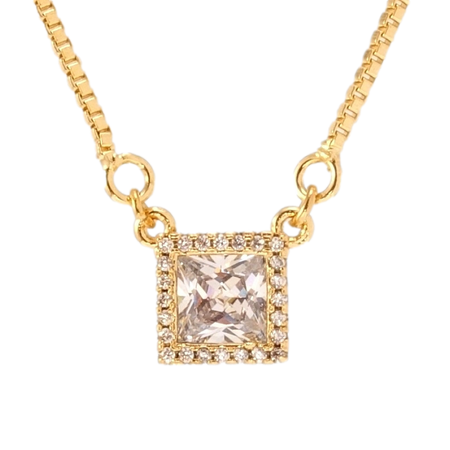 Кулон на ланцюжку Xuping QQMM Позолота 18K Квадратний кристал в обрамленні цирконію 9х9мм довжина 39-49,5см х фото №1 Кулон на ланцюжку Xuping QQMM Позолота 18K Квадратний кристал в обрамленні цирконію 9х9мм довжина 39-49,5см х фото №1