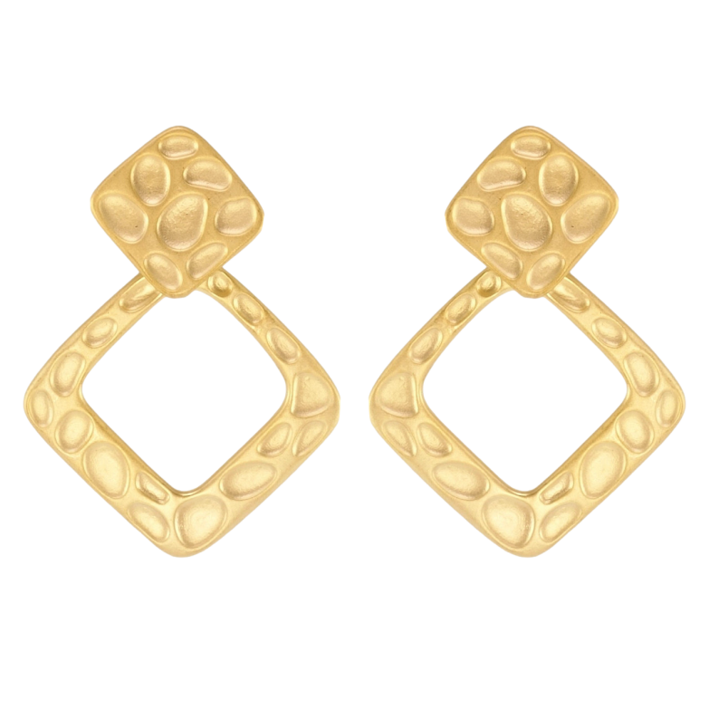 Серьги Xuping JEAN GOUJON Позолота 14K пусеты Ромбы с узором напылением фото №1