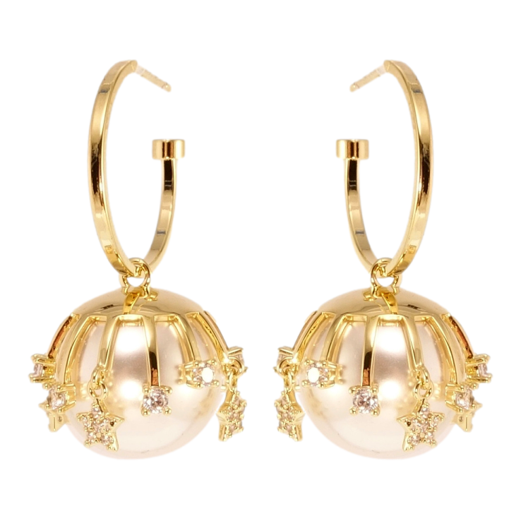 Сережки Xuping JEAN GOUJON Позолота 14K пусети Перлинні бутони на колечках фото №7