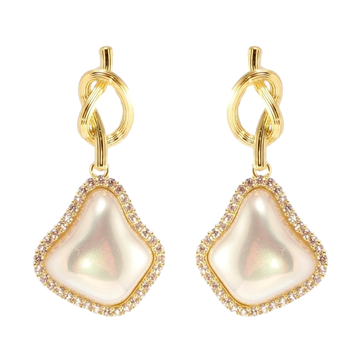 Сережки Xuping JEAN GOUJON Позолота 14K пусети Перламутрові підвіски на вузликах фото №25 Сережки Xuping JEAN GOUJON Позолота 14K пусети Перламутрові підвіски на вузликах фото №25