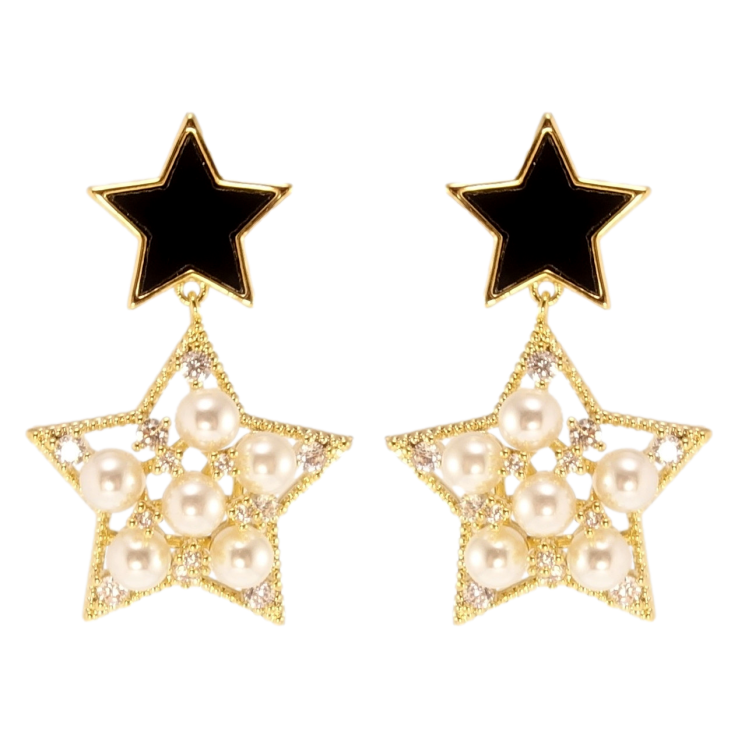 Сережки Xuping JEAN GOUJON Позолота 14K пусети Зоряні підвіски з перлами фото №4