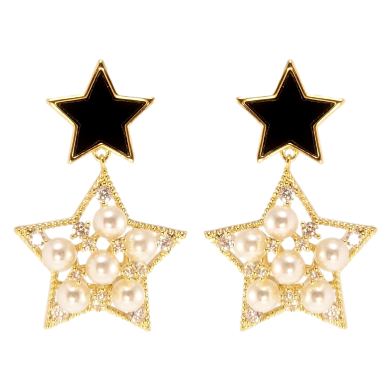 Сережки Xuping JEAN GOUJON Позолота 14K пусети Зоряні підвіски з перлами фото №1 Сережки Xuping JEAN GOUJON Позолота 14K пусети Зоряні підвіски з перлами фото №1
