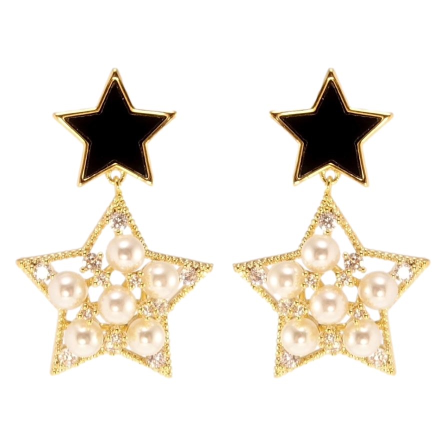 Сережки Xuping JEAN GOUJON Позолота 14K пусети Зоряні підвіски з перлами фото №1 Сережки Xuping JEAN GOUJON Позолота 14K пусети Зоряні підвіски з перлами фото №1