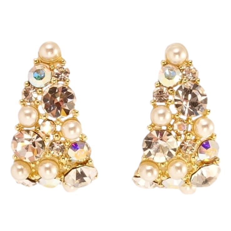 Сережки Xuping JEAN GOUJON Позолота 14K пусети Дуги з розсипом кристалів і перлин фото №19