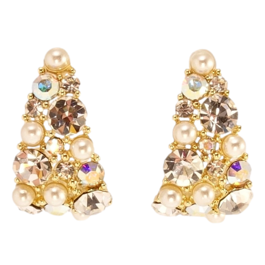 Сережки Xuping JEAN GOUJON Позолота 14K пусети Дуги з розсипом кристалів і перлин фото №1 Сережки Xuping JEAN GOUJON Позолота 14K пусети Дуги з розсипом кристалів і перлин фото №1