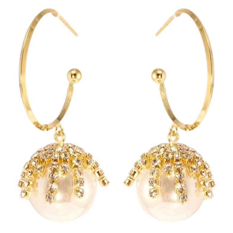 Сережки Xuping JEAN GOUJON Позолота 14K пусети Перлинні бутони на колечках фото №2 Сережки Xuping JEAN GOUJON Позолота 14K пусети Перлинні бутони на колечках фото №2