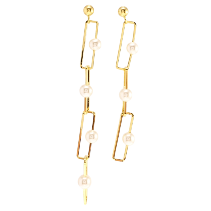 Сережки Xuping JEAN GOUJON Позолота 14K пусети Асиметричні підвіски з перлами фото №15 Сережки Xuping JEAN GOUJON Позолота 14K пусети Асиметричні підвіски з перлами фото №15