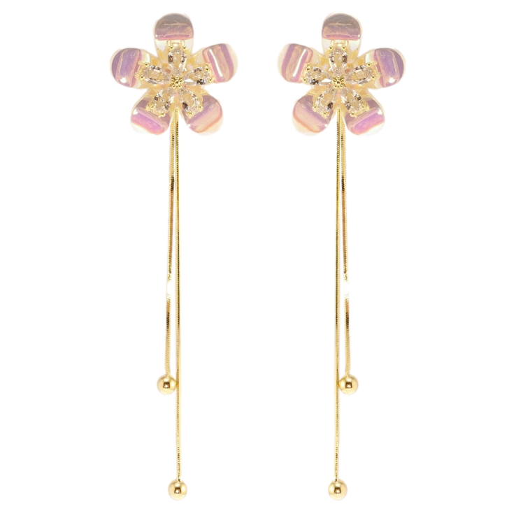 Сережки Xuping JEAN GOUJON Позолота 14K пусети Перламутрові квіточки з цирконієм фото №2 Сережки Xuping JEAN GOUJON Позолота 14K пусети Перламутрові квіточки з цирконієм фото №2