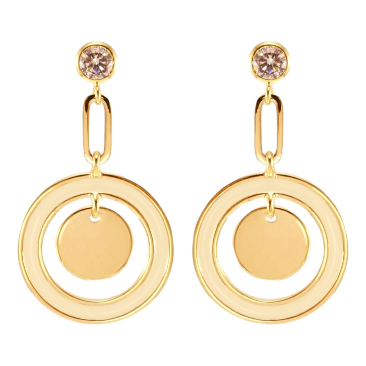 Сережки Xuping JEAN GOUJON Позолота 14K пусети Колечки з білою емаллю фото №13 Сережки Xuping JEAN GOUJON Позолота 14K пусети Колечки з білою емаллю фото №13