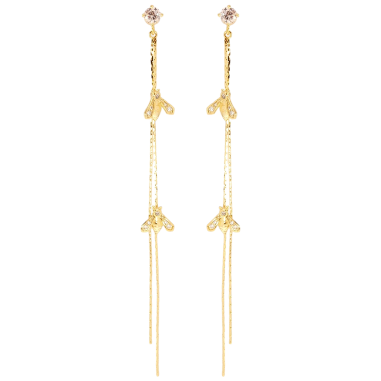 Сережки Xuping JEAN GOUJON Позолота 14K пусети Мушки на ланцюжках фото №1 Сережки Xuping JEAN GOUJON Позолота 14K пусети Мушки на ланцюжках фото №1