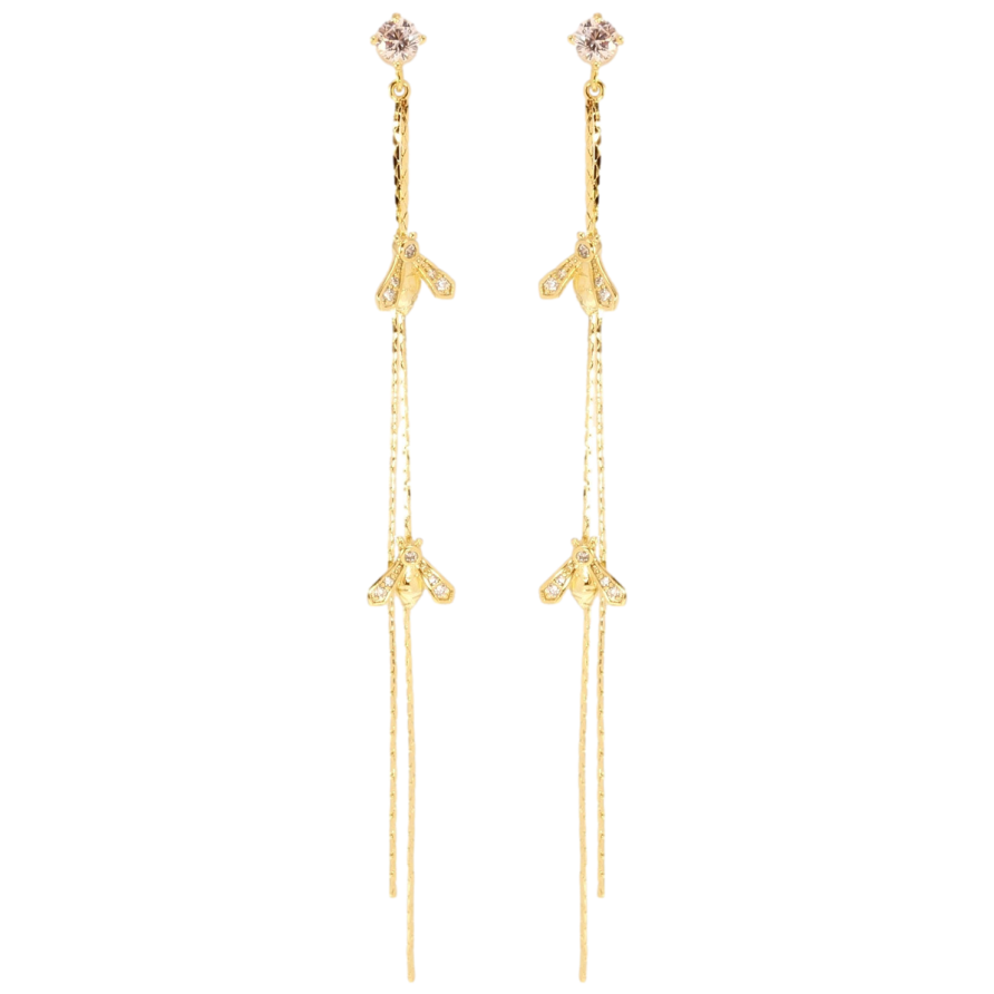 Сережки Xuping JEAN GOUJON Позолота 14K пусети Мушки на ланцюжках фото №1 Сережки Xuping JEAN GOUJON Позолота 14K пусети Мушки на ланцюжках фото №1