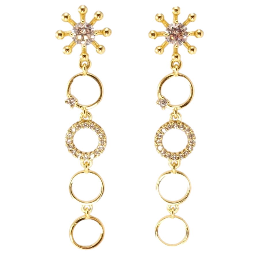 Сережки Xuping JEAN GOUJON Позолота 14K пусети Зірочки з колечками фото №1 Сережки Xuping JEAN GOUJON Позолота 14K пусети Зірочки з колечками фото №1