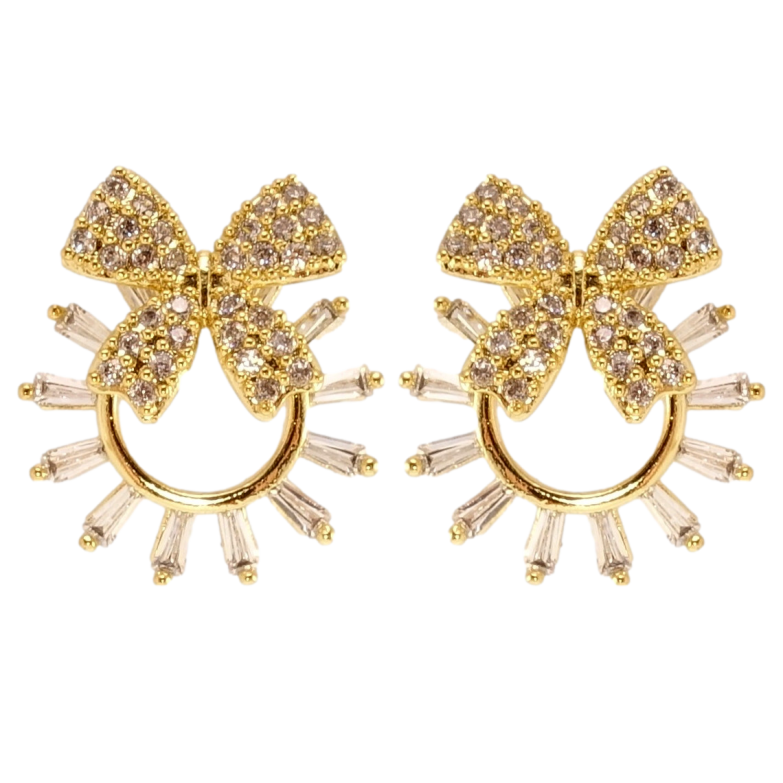 Сережки Xuping JEAN GOUJON Позолота 14K пусети Променисті колечка з бантами фото №2 Сережки Xuping JEAN GOUJON Позолота 14K пусети Променисті колечка з бантами фото №2